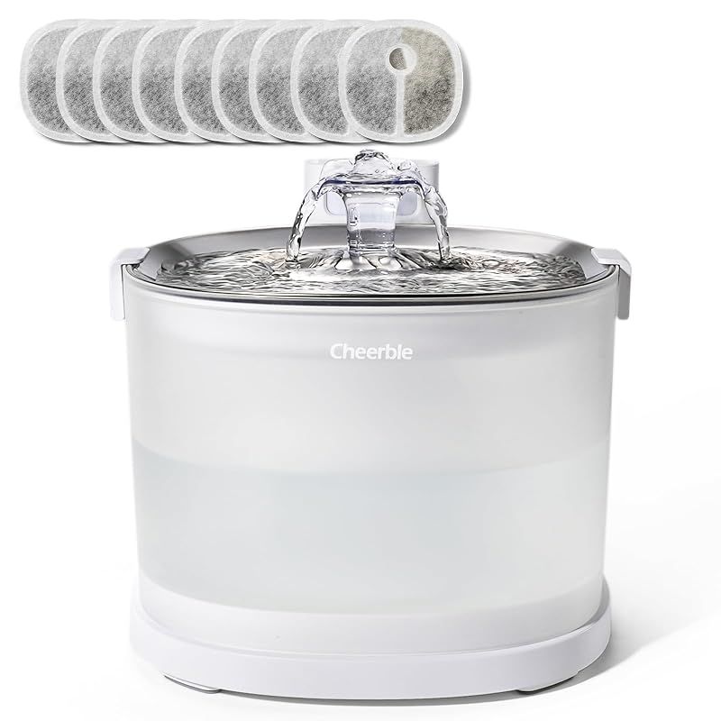【新品】 Cheerble E1+ 猫自動給水器 水飲み器 ポンプレス磁力給水 コードレス 100%漏電なし スマートセンサー感知 楽々洗浄 組み立て簡単 2つの給水モード 大容量2L 静音 交換用フィルター9個付き