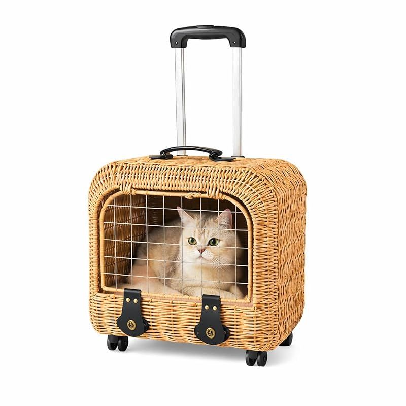 【新品】 MoriNeko ラタン風スクエア型キャリーカート 猫・小型犬用 11,472円