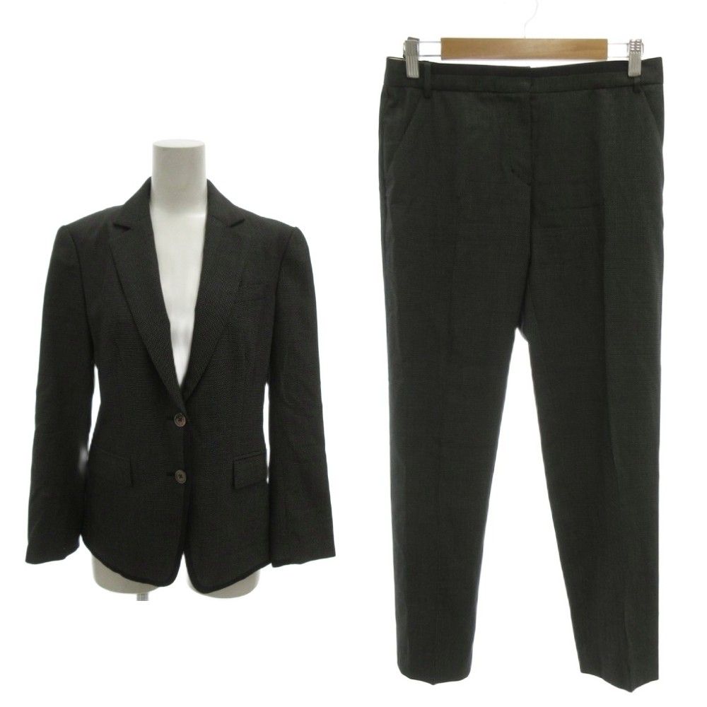 ポールスミス ブラック Paul Smith BLACK 美品 セットアップ スーツ テーラードジャケット スラックス シングルブレスト シルク混紡 40 黒 ブラック 白 ホワイト /MX ■ECF007