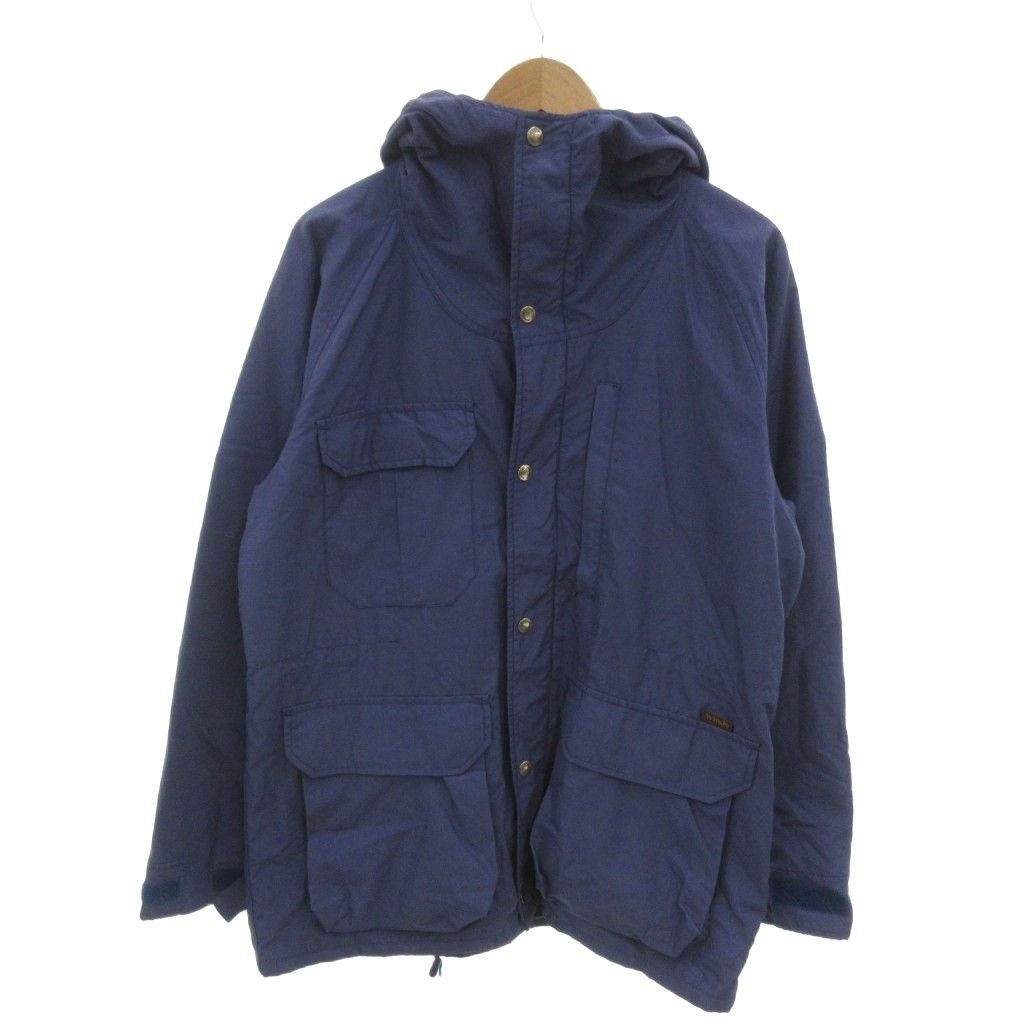 モンベル Montbell 美品 マウンテンパーカー フーデッドジャケット フラップポケット 中綿 比翼仕立て M 紺 ネイビー /MX