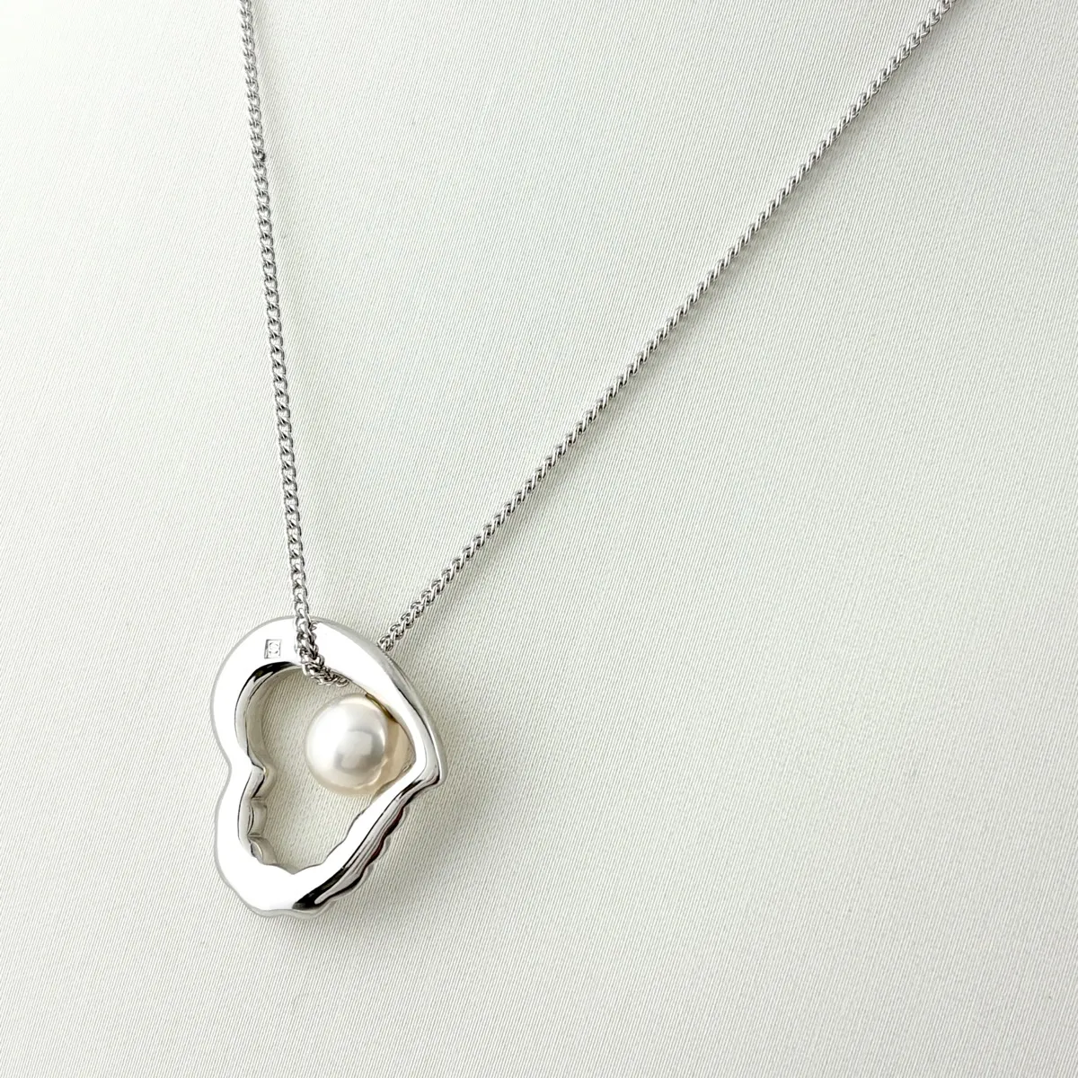 タサキ TASAKI パール シルバー ペンダント 真珠 ハートモチーフ 