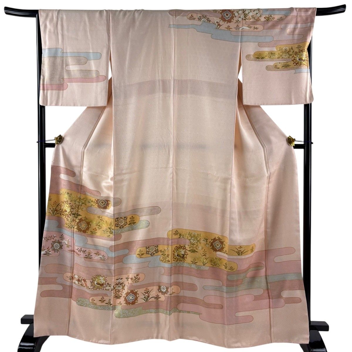訪問着 身丈165.5cm 裄丈68cm L 袷 鈴乃屋 華文 鳳凰 金糸 金彩 薄ピンク 正絹 秀品 【中古】 6,160円
