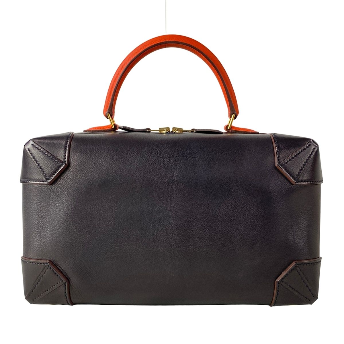 HERMES(エルメス) ハンドバッグ マキシボックス29 ブルーインディゴ×オレンジポピー ゴールド金具