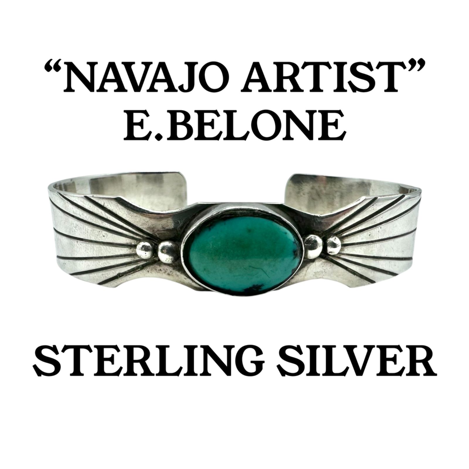 【ナバホの誇り】 EUGENE BELONE NAVAJO アーティスト ターコイズ Silver 925 刻印 Vintage Bangle Bracelet シルバー バングル ブレスレット インディアンジュエリー 一点もの 超希少 作家印