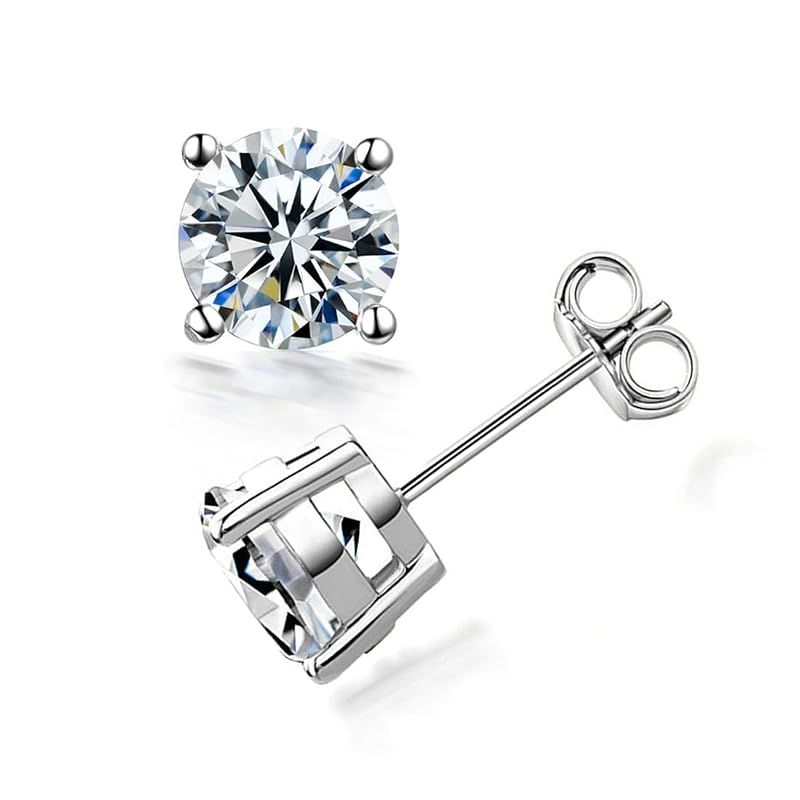 [JIANGXIN]鑑定書付き モアサナイト ピアス 両耳用 一粒 1カラット 6.5mm シルバー925 S925 スタッド ピアス ダイヤモンドの2.5倍輝くと言われる奇跡の宝石 4月 誕生石 クリスマス 誕生日 結婚記念日 プレゼント ギフト 彼女 妻