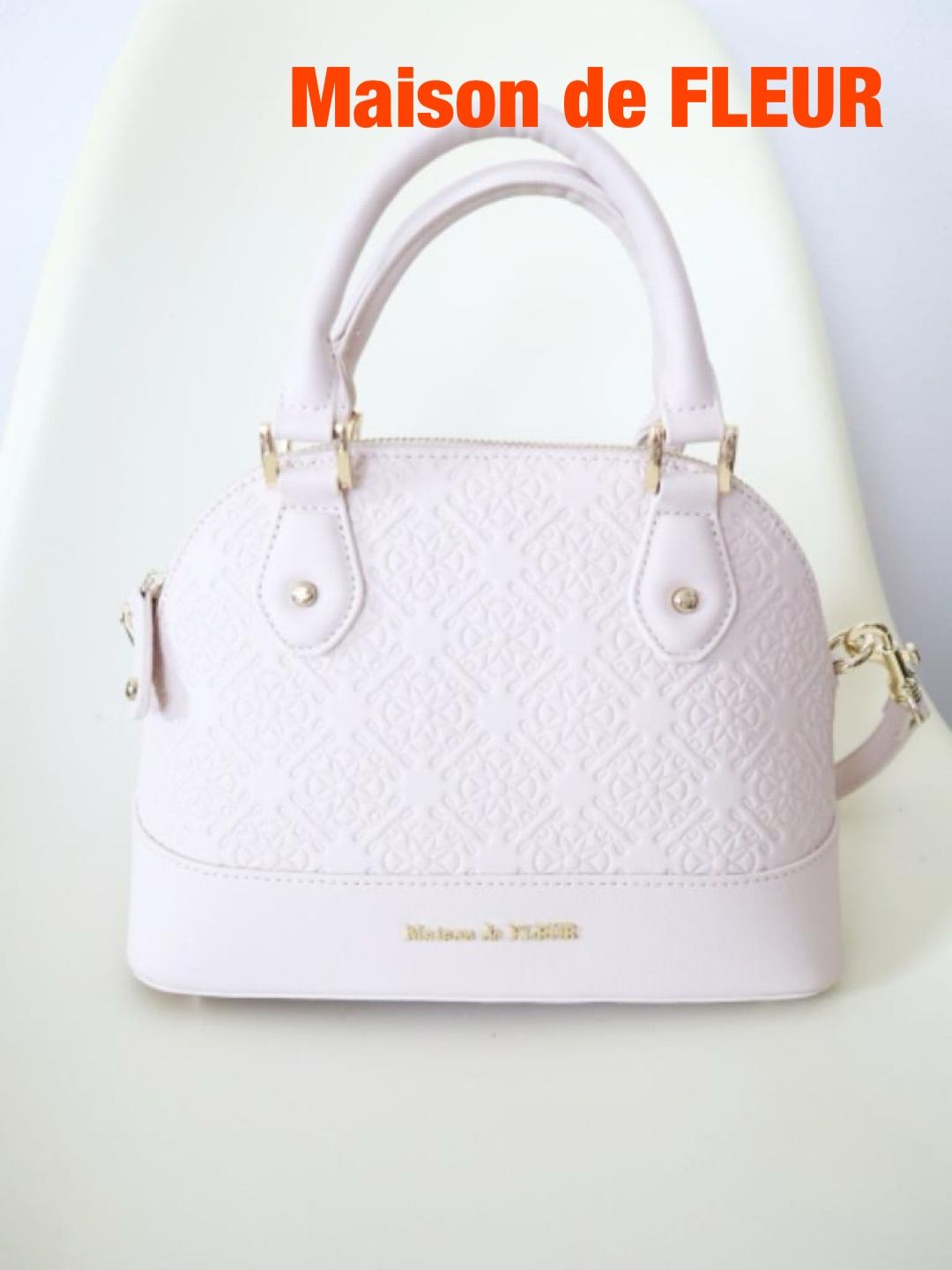 Maison de FLEUR Maison de Fleur Monogram Half Moon Boston Bag Pink Beige Gold Shoulder Strap Included Cute Bag Shipping Included 6469373