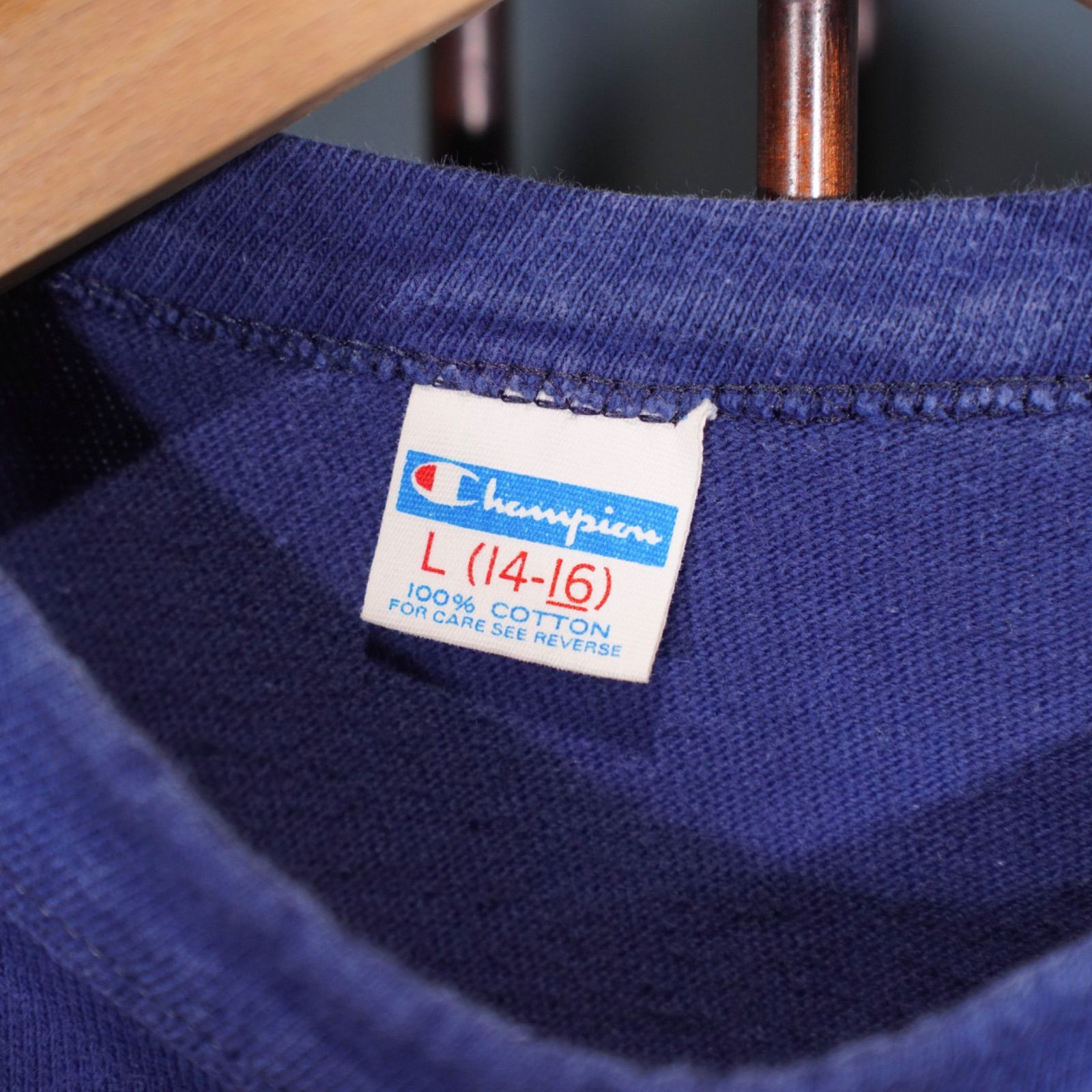 70's～80's USA VINTAGE champion LEGIONVILLE BRAINERD PRINT DESIGN FOOT BALL T SHIRT/70年代～80年代アメリカ古着チャンピオンバータグプリントデザインフットボールTシャツ