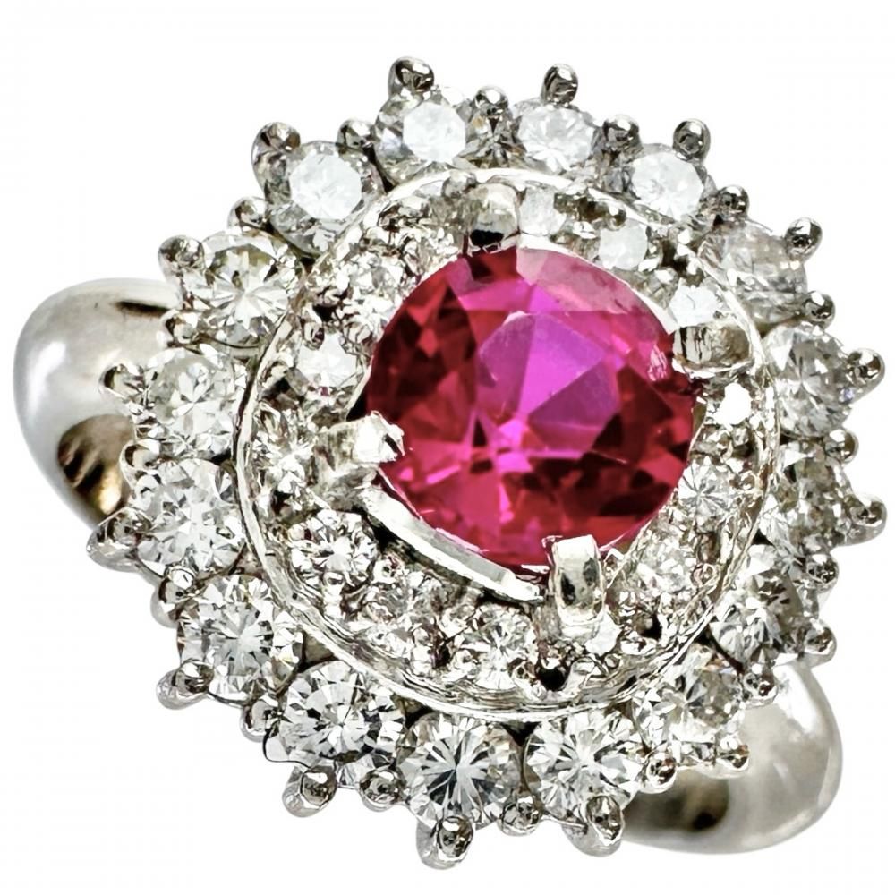 11号 ルビー 0.65ct ダイヤモンド 0.71ct リング・指輪 Pt900プラチナ 7.8g レディース 【中古】【真子質店】【NN】 102,000円