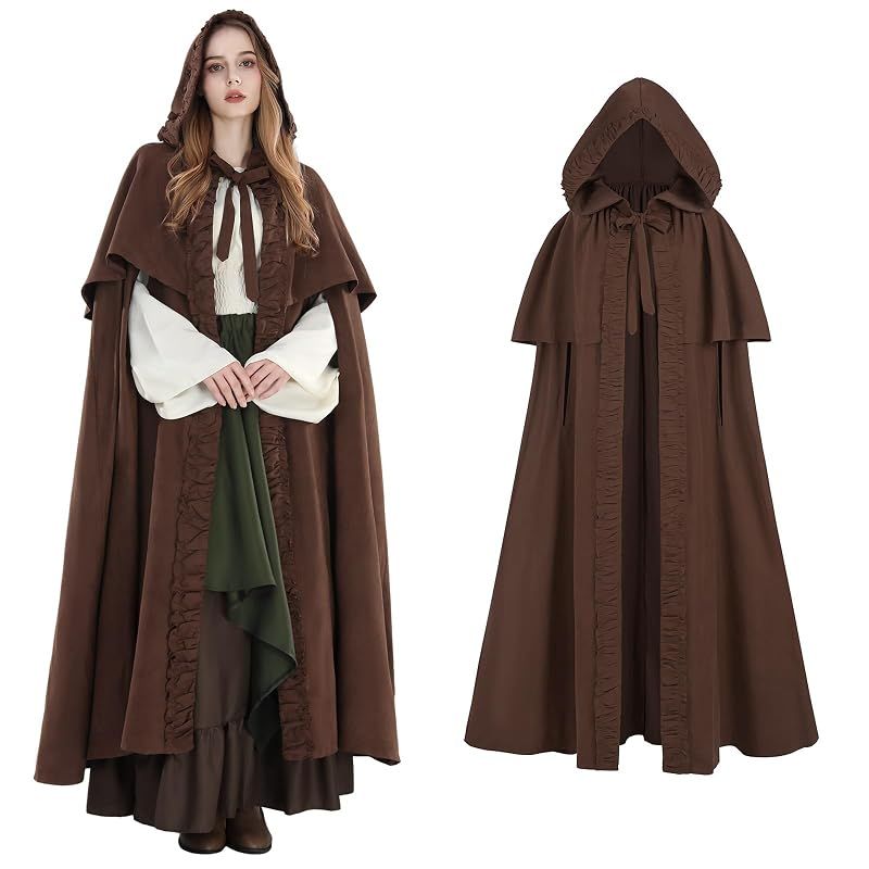 【新品】 [神併良品] マント コスプレ フード付き 中世 ヴィンテージマント ハロウィン コスプレ用 ロング 魔女のケープ(茶, M) 6,542円