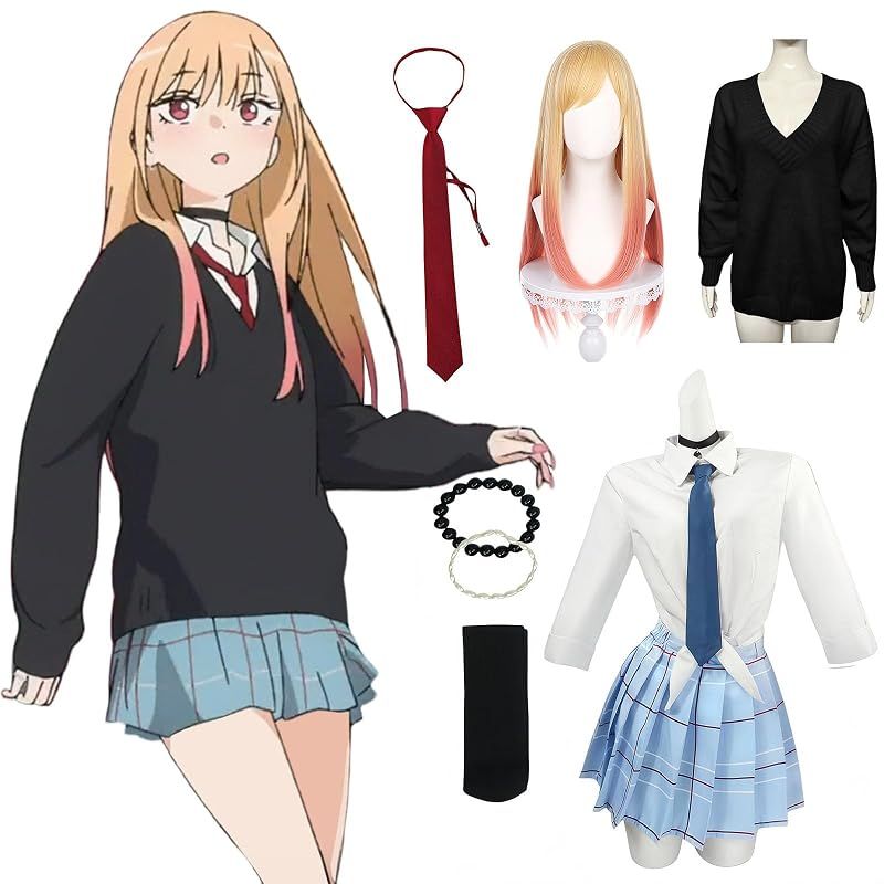 【新品】 [NOKIJP] 喜多川海夢 コスプレ衣装 きたがわ まりん コスプレ衣装 着せ恋 コスプレ 制服 セット アニメ コスチューム その着せ替え人形は恋をする COSPLAY（夏服＋ニット 、L） 12,250円