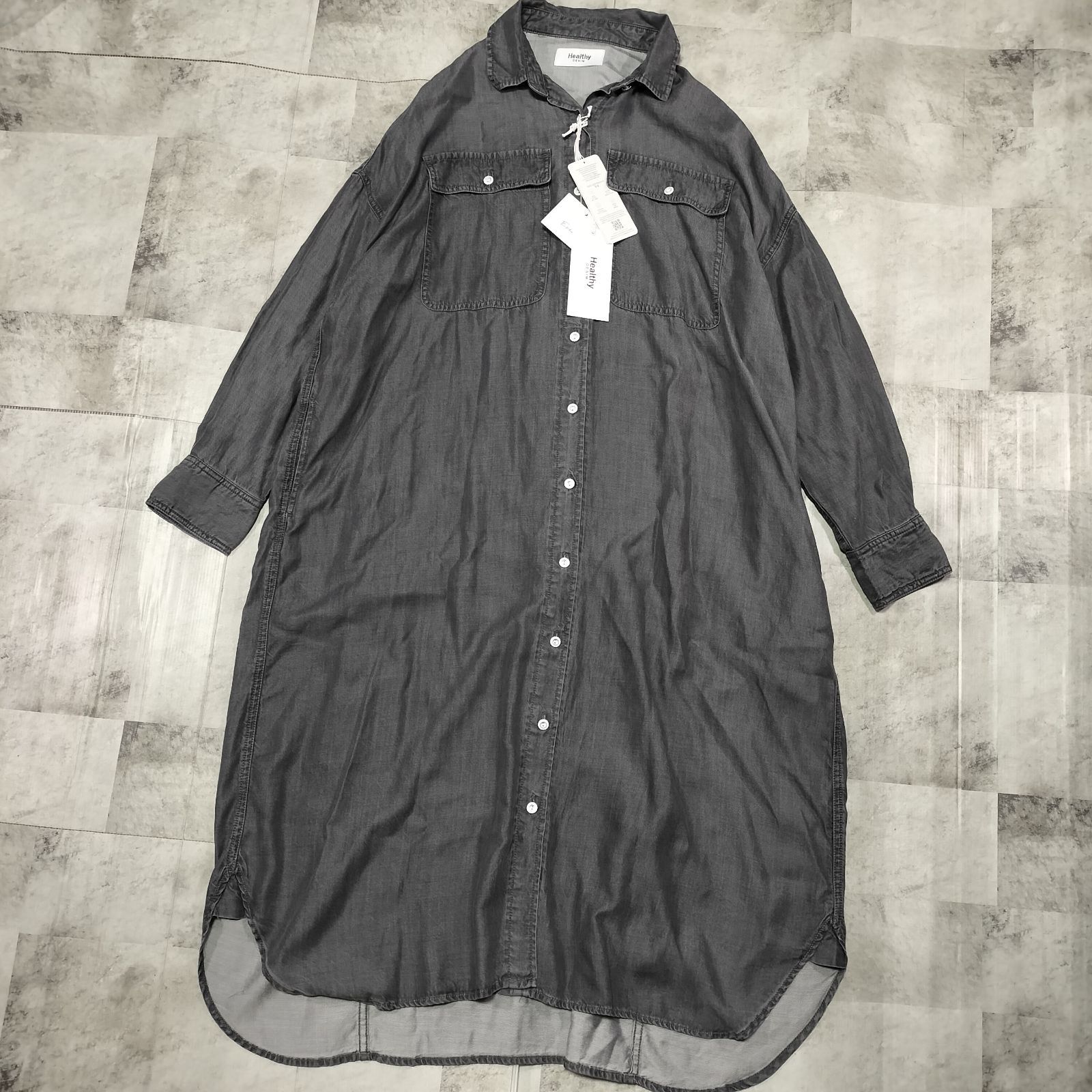 未使用品・タグ付き】Healthy denim ビックシャツワンピース Almond 