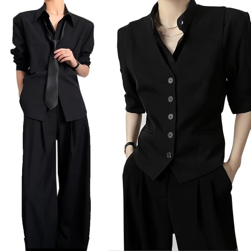 【新品】 [AOTYP] 制服コスプレ スーツ ベスト メンズ 上下セット Vネック 紳士 アニメ イベント パーティー 大人 演出服 演劇服装 学園祭 祭り ブラックL