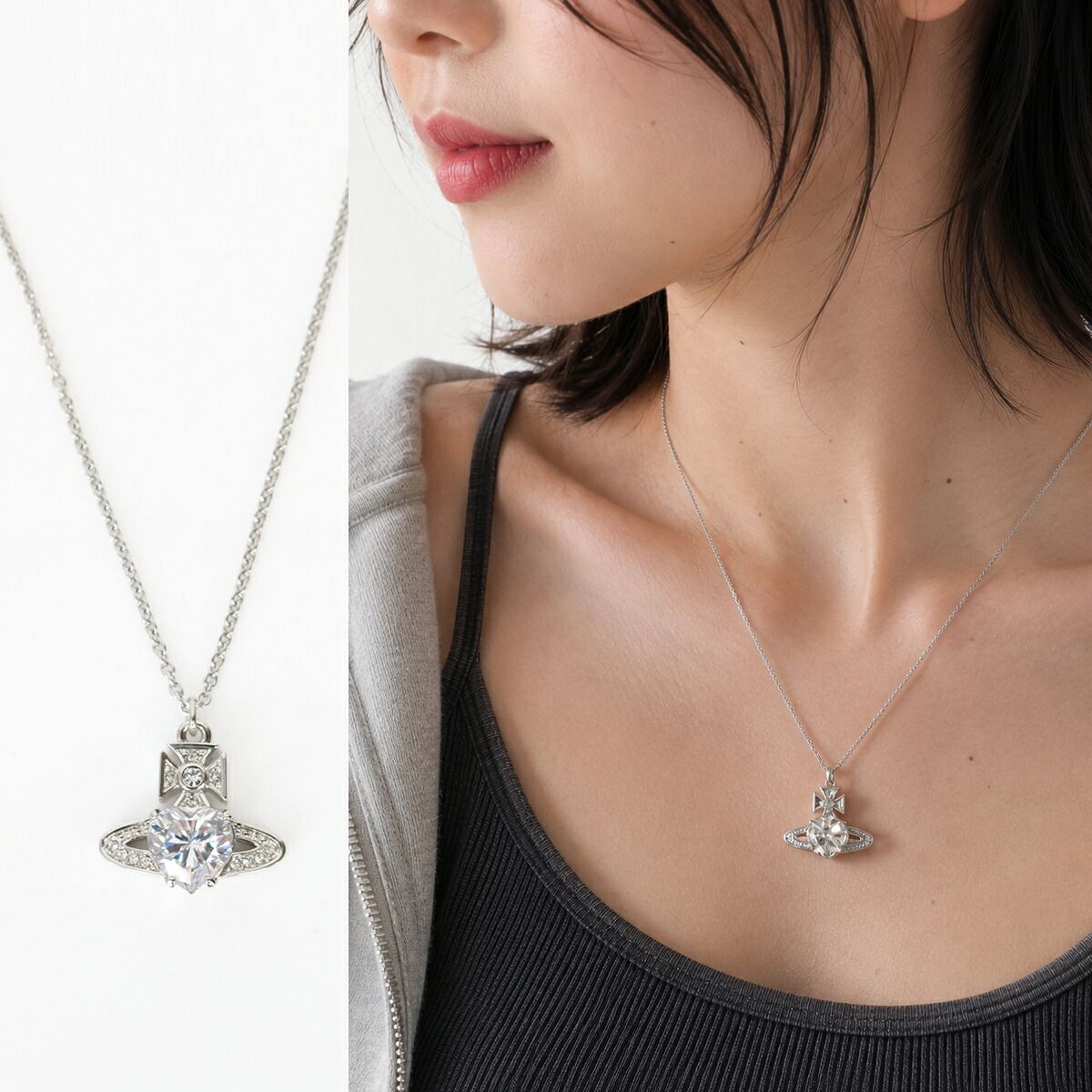 ■Vivienne Westwood ヴィヴィアン ウエストウッド ネックレス 6302038Y-02P169-CN ARIELLA PENDANT ハートストーン ペンダント ブランドクリスタル ブランドBOX入り オーブ ギフト プレゼント