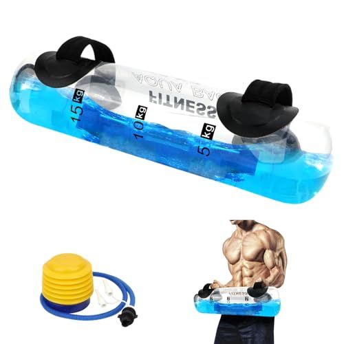 筋トレ用水ダンベル PVC 製 10kg?30kg 筋肉トレーニング|体幹強化|重りスクワット対応 肺活量アップ ジム/家庭用 男女兼用 足踏み式空気入れ付きym