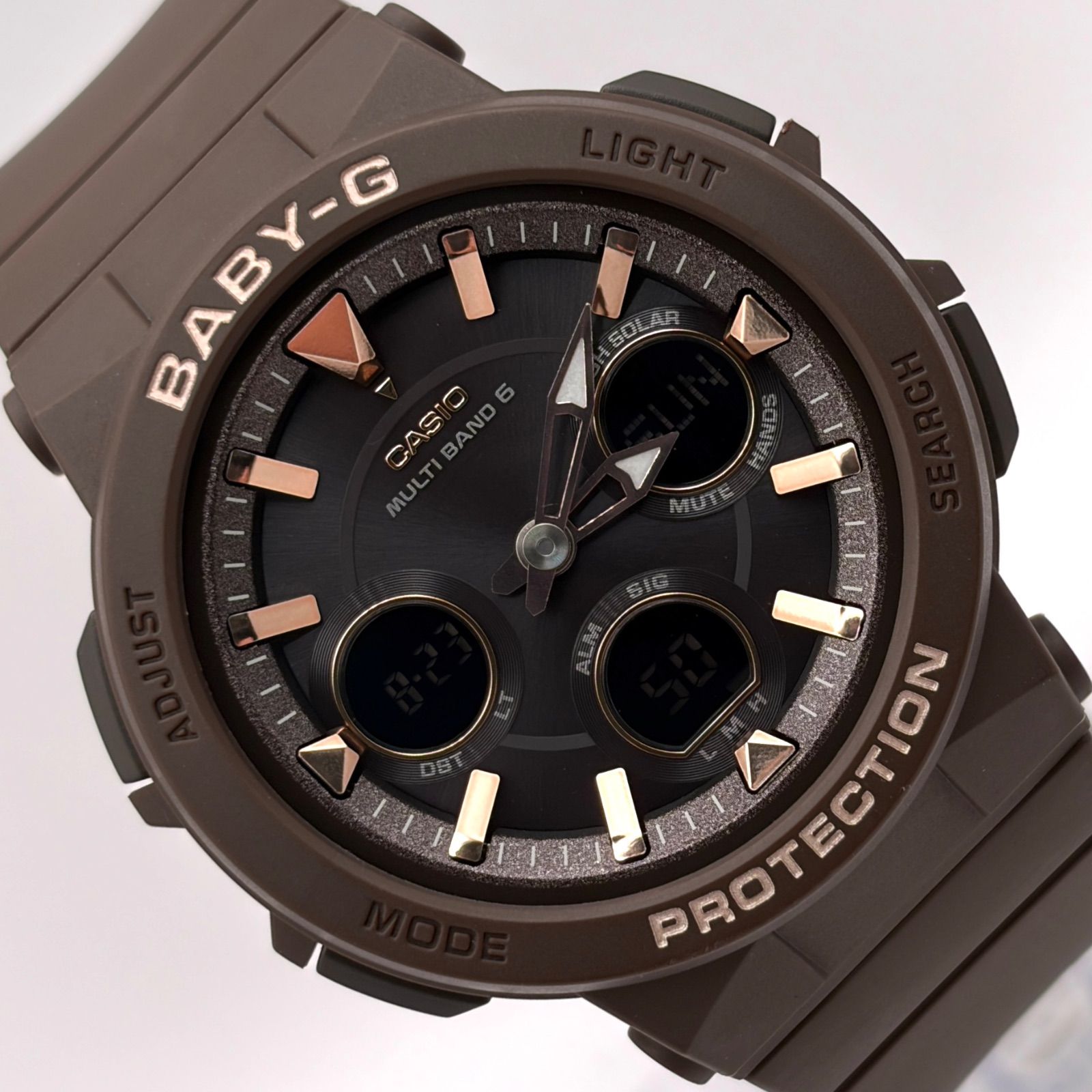 （T905）極美品 正常稼動 CASIO カシオ 電波ソーラー Baby-G ベビージー BEACH TRAVELER SERIES ビーチトラベラーシリーズ BGA-2510-5AJF ブラウン 人気 時計 レディース ユニセックス