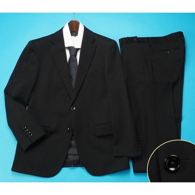 新品訳 大手スーツ専門店展開 10マンス Black & Comfort 超濃染 フォーマルスーツ 礼服 ウエストアジャスター A5 黒(99) G170V220K
