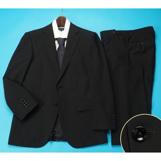 新品訳 大手スーツ専門店展開 超濃染 春夏 フォーマルスーツ 礼服 ウエストアジャスター A5 黒(99) G161S222K
