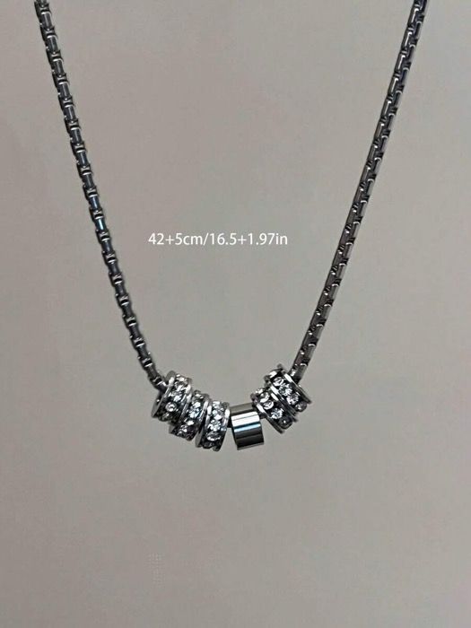 ジュエリー メンズ ネックレス チェーンネックレス 1個 ミニマリスト 埋め込み ラウンドペンダントネックレス、メンズファッションスタイル、パーティー、集まり、音楽フェスティバル thumbnail 3