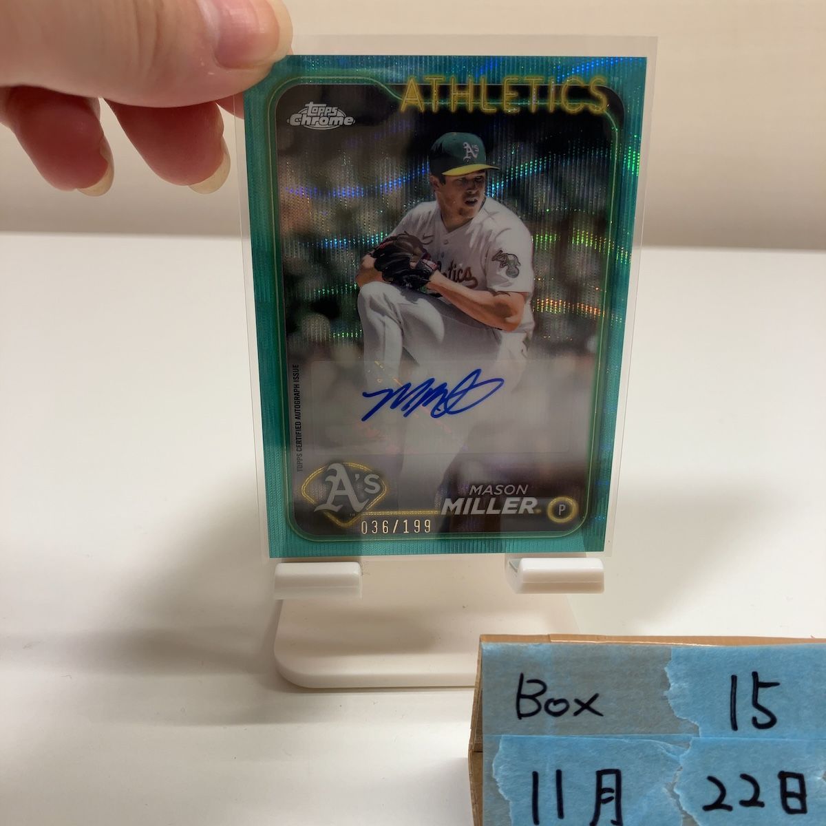 2024 Topps Chrome Mason Miller 036/199 直筆サインカード Oakland Athletics Emerald Green Parallel カード 21,600円