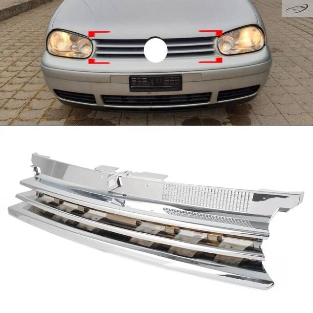 VWゴルフR32 MK4 1999 - 02 2003 - 06用クロームカーフロントバンパーフードグリルアクセサリー 12,162円