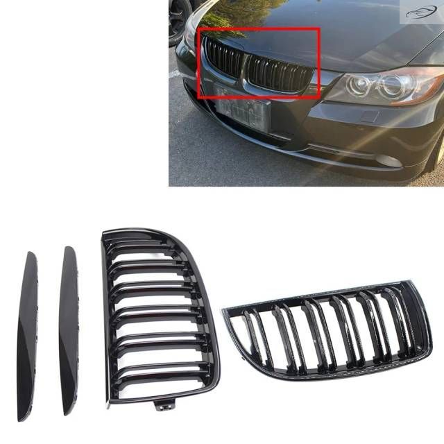 BMW 3シリーズ E90 2005-2008E91ワゴン 06-08用 2個セット デュスラット フロントキドニーグリル グロッシーブラック 6,993円
