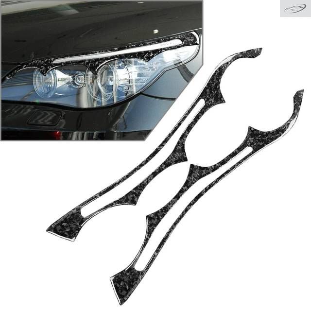 BMW E60 5シリーズ 2004 - 07 2008 2009 2010用 2個セット オートヘッドライトアイブロウアイリッドカバー装飾トリム