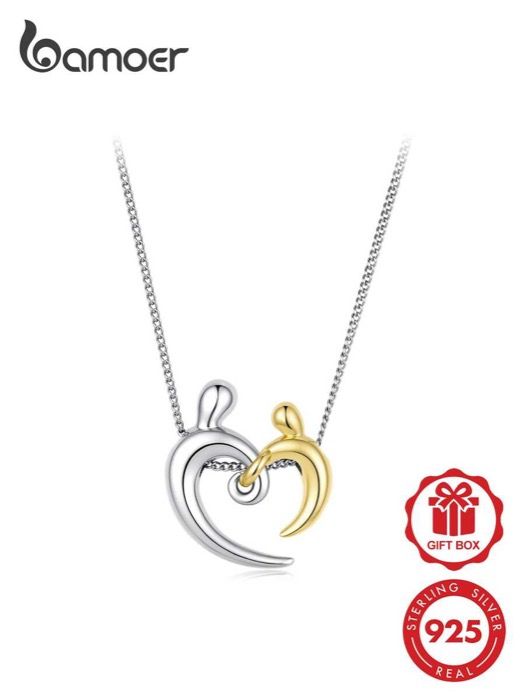 ジュエリー レディース ネックレス ペンダントネックレス デュアルトーン シルバー&ゴールド 抱き合う母子ハートペンダントネックレス、 親子ペンダント、母の日ギフトネックレス 7,948円