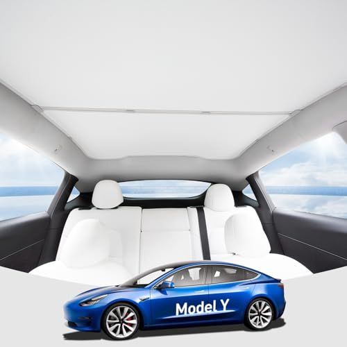 グラスルーフサンシェード Tesla Model Y 2020-2024年式対応、遮熱UVカット サンルーフシェード、Tesla Model Y アクセサリー 2020 2021 2022 2023 2024年式用(ベージュ)(モデルY Lに 1956a2fa