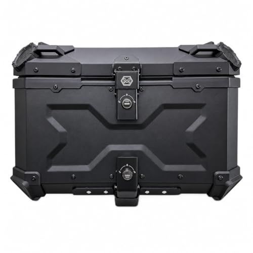 ★新品★バイク用 リアボックス アルミ製 トップケース バックレスト付き 汎用 (ブラック 55L) 4f35c826