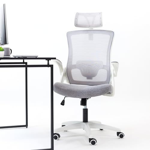 NEOCHAIR オフィスチェア デスクチェア 【3Dで支える2重メッシュ】 メッシュ 【ヘッドレスト付きで首肩リラックス×休憩に最適ロッキング機能×安心のメーカー】DBS-Hグレー