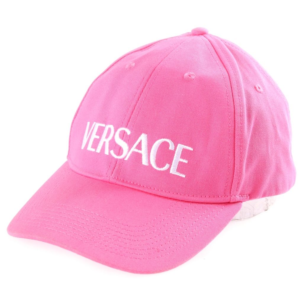 VERSACE (ヴェルサーチ) LOGO COTTON BASEBALL CAP ロゴエンブロイダリー ベースボールキャップ ピンク ICAP004S 1A07230