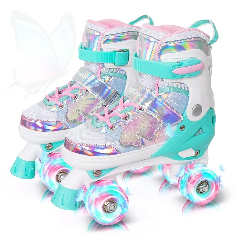 【新品】 Nattork ローラースケート 子供用 インラインスケート バタフライシリーズ 水色 S 17.5-20CM 1