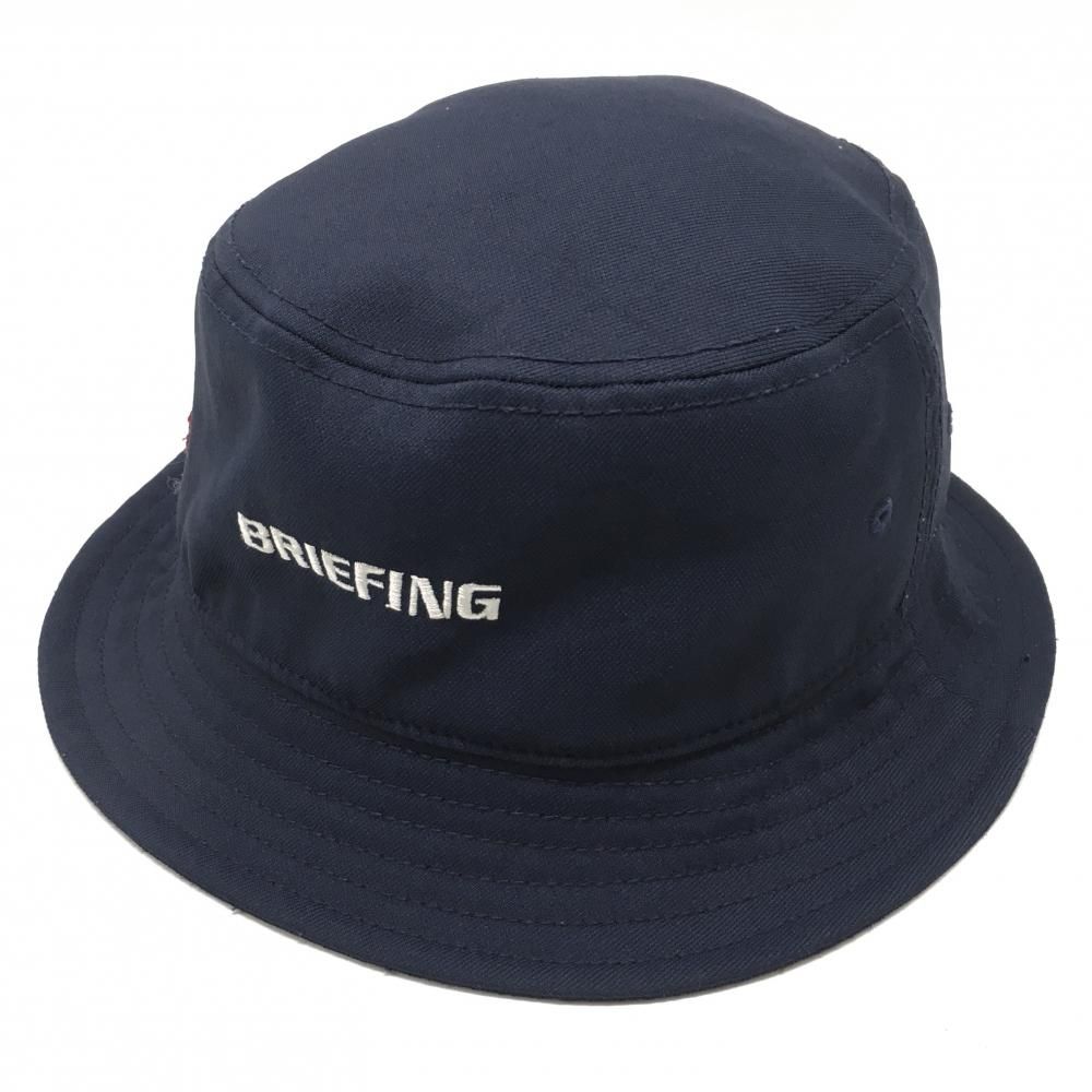 【超美品】ブリーフィング バケットハット ネイビー ロゴ刺しゅう M ゴルフウェア BRIEFING
