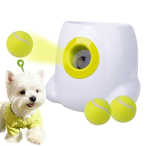 犬 Paws ボールランチャー おもちゃ 自動 ボール投げ For 犬用 ロボピッチャ 発射距離3段階調整可能 自動ボールキャッチ All 専用のミニテニスボール3個付 小型犬~中型犬用 知育玩具