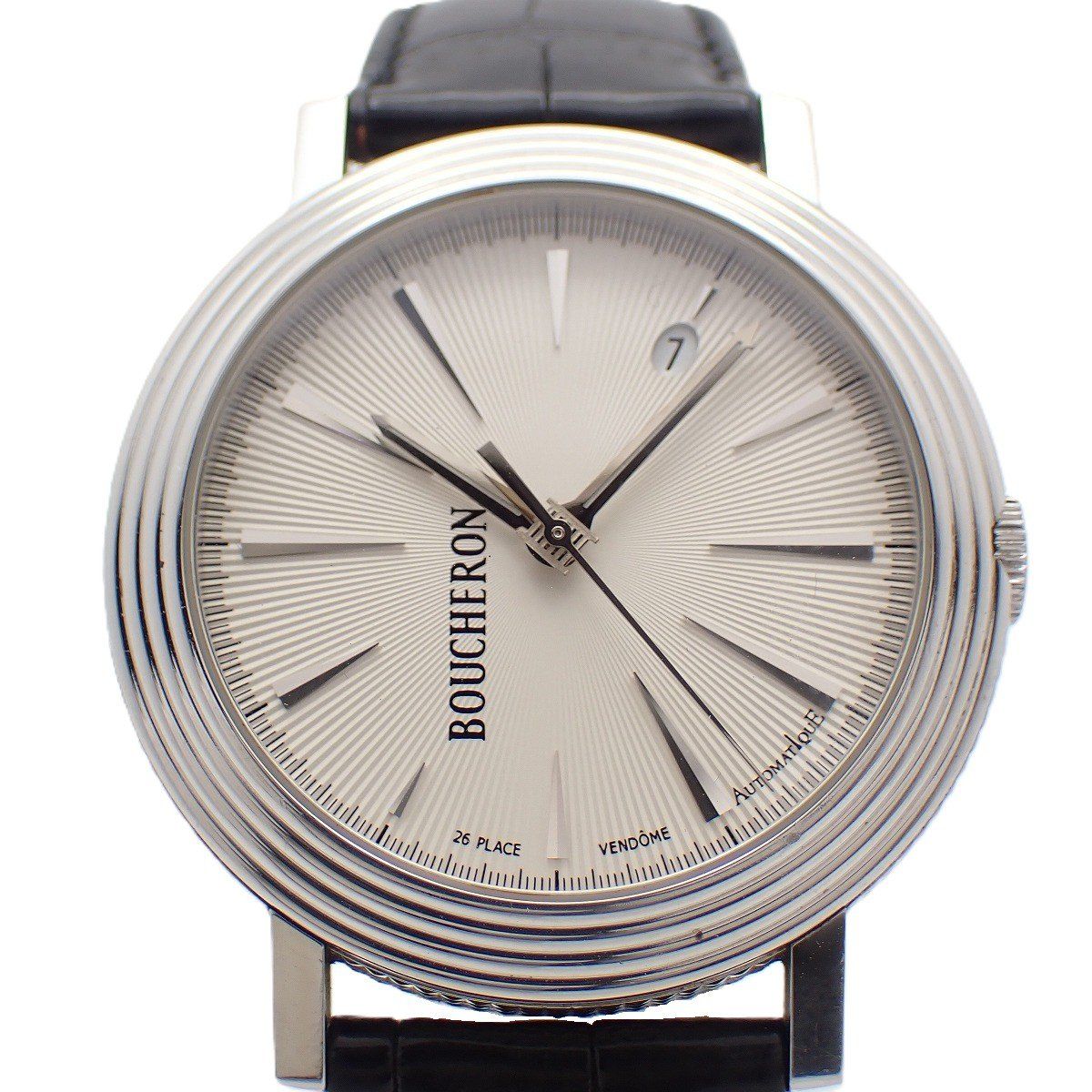 BOUCHERON WA010303 Boucheron Rondo Automatic Men's Watch Silver Dial Genuine Leather Strap [Ioki Pawn Shop]