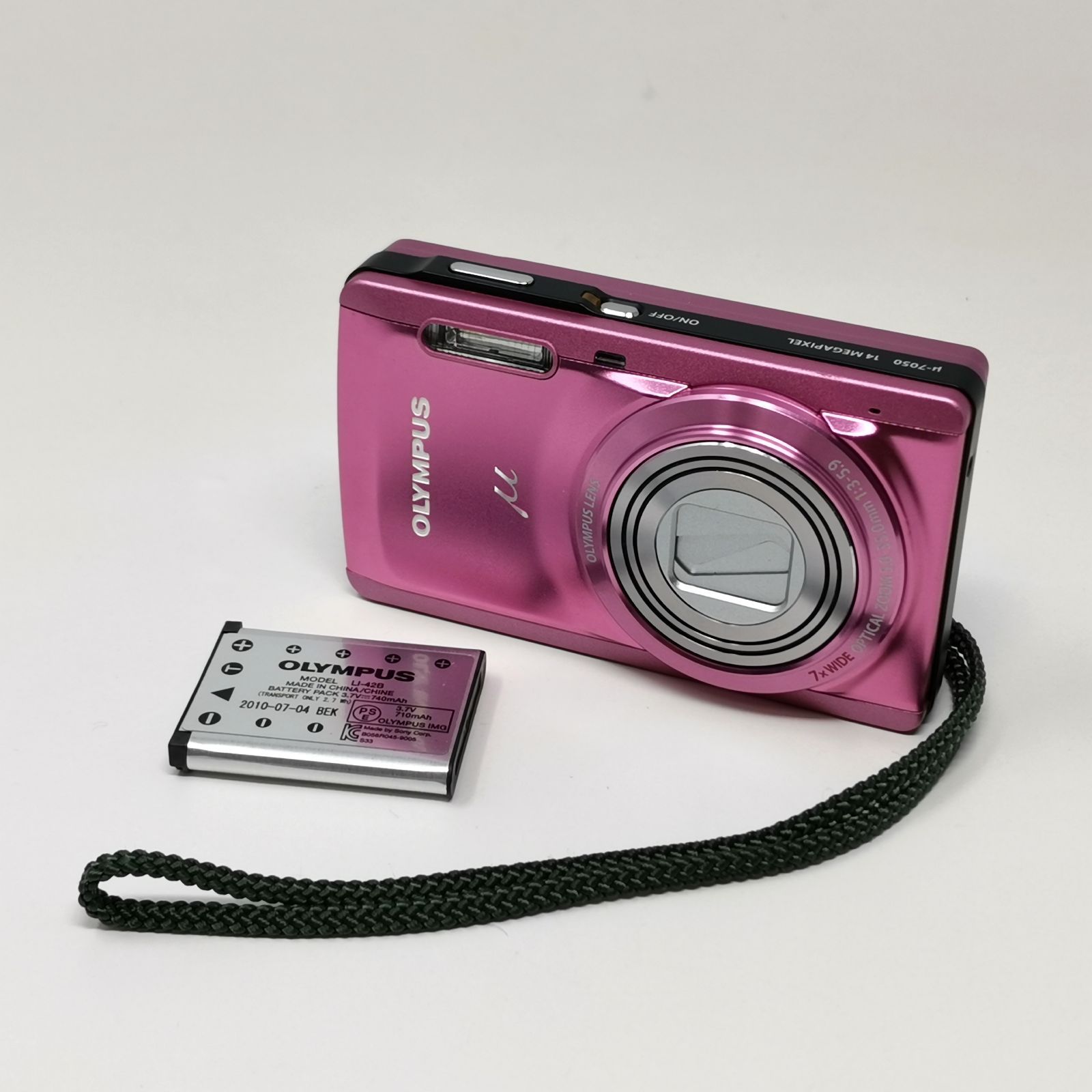 OLYMPUS μ-7050 pink compact digital camera Olympus no SD card due to lack of charger operation unconfirmed control number ARCFUKO 2007-1