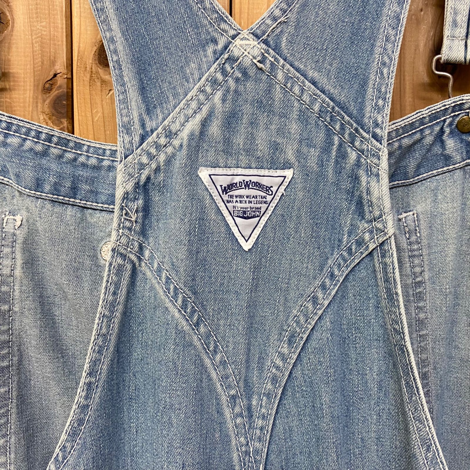 美品 希少サイズ5L WORLD WORKERS デニムオーバーオール リジッド WORLD WORKERS ワールドワーカーズ BIG JOHN ビッグジョン 5Lサイズ