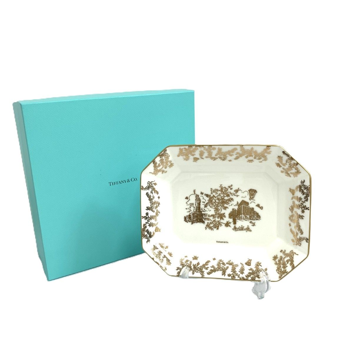 TIFFANY&Co. ティファニー ヴィドポシェ/卓上小物入れ 21cm×17cm ホワイト/ゴールドカラー / 240001215870