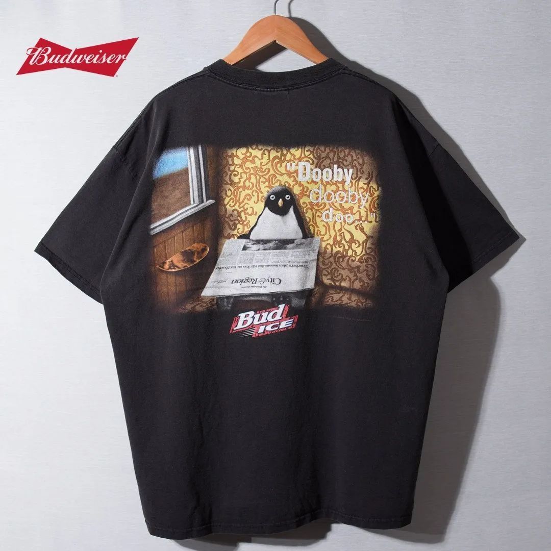 90s USA製 バドワイザー Budweiser Tシャツ XL ブラック Bud Ice