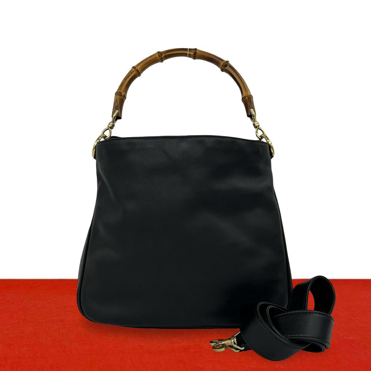 極 美品 GUCCI グッチ オールドグッチ ヴィンテージ バンブー レザー