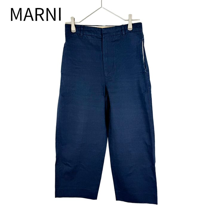 マルニ MARNI ワイドパンツ コットン リネン ネイビー 36 10,640円