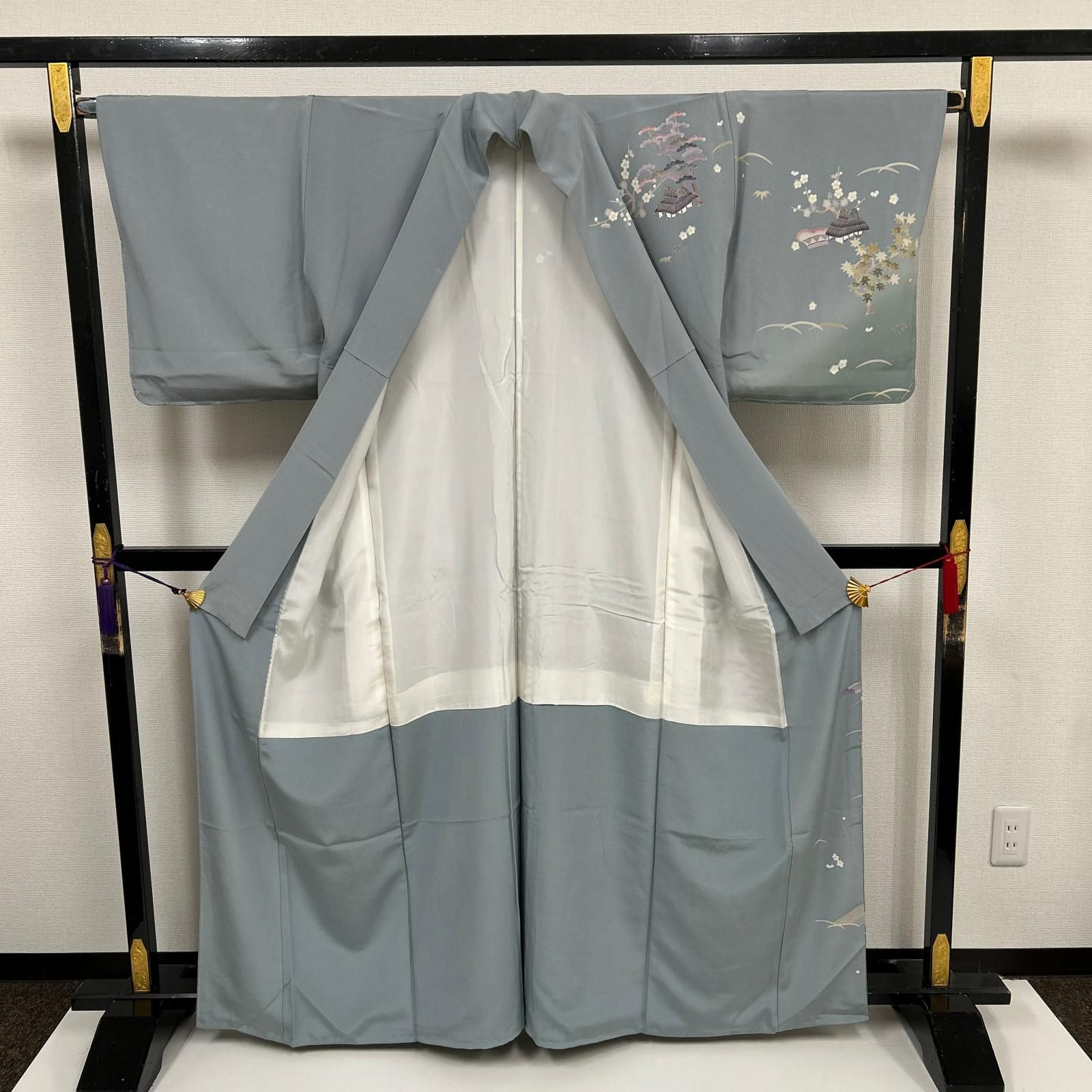 友禅 訪問着 正絹 紋なし 美しい花草の染め 着物 d-2933 - メルカリ