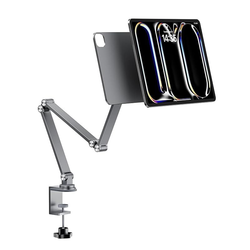 【新品】 LULULOOK マグネティック スタンド for iPad Pro 13インチ M5 & M4 - ヘビーデューティアルミニウム iPad デスクマウント 折りたたみアーム & 360°回転クランプベース 充電不可 アーム固定ブラケット