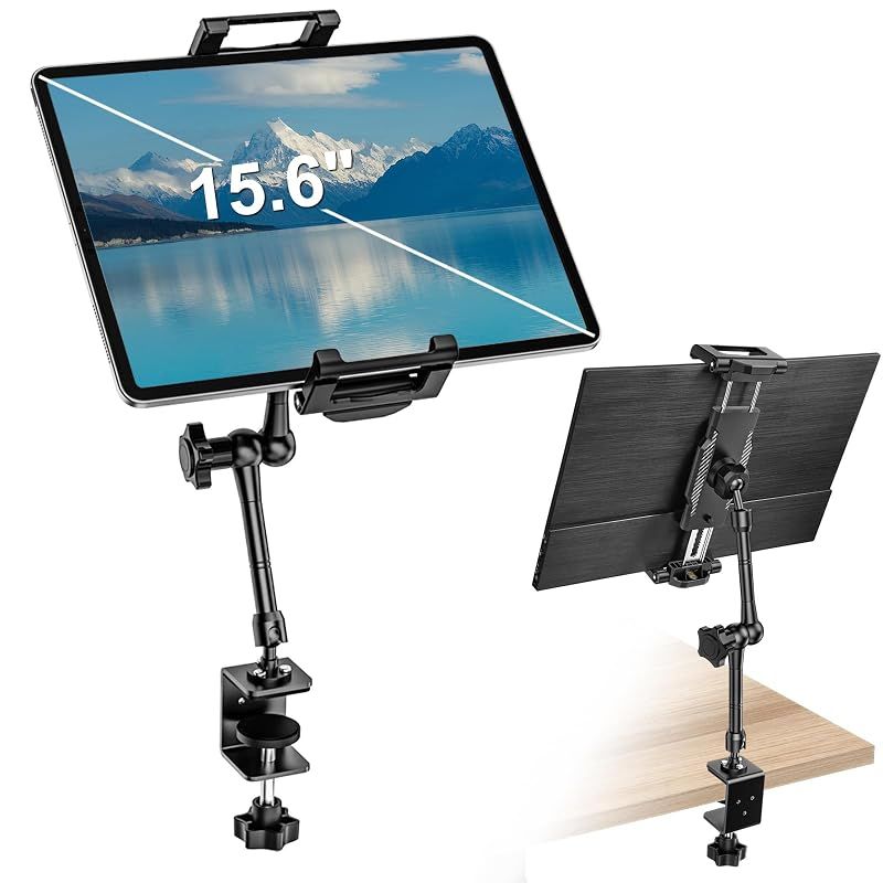 【新品】 【2025新登場】Dosvsi 15.6インチ モバイルモニタースタンド 金属製のベースとアーム デスク用 タブレット スタンド 卓上 モニター台 安定 360度回転 横/縱/仰向け 取り付け容易 省スペース 厚いケースにも対応 6.1-15.6 0