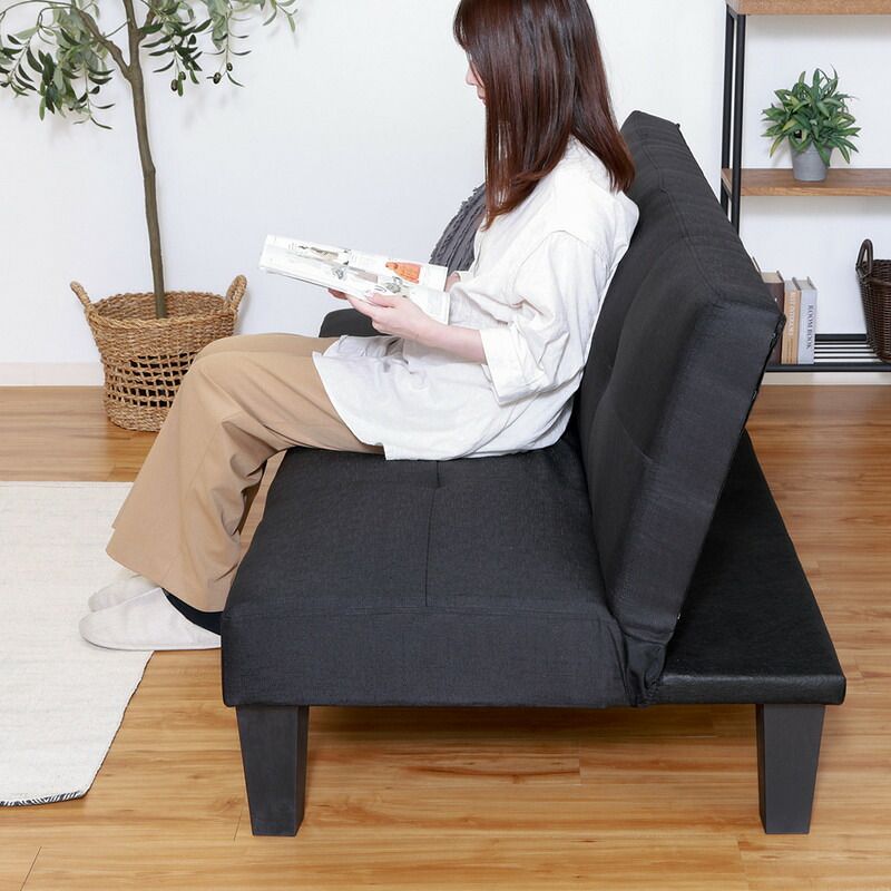 ソファーベッド スミス2 BK【大型】 ブラック・ブルー 2色展開 ソファベッド 省スペース おしゃれ シンプル 家具 インテリア 不二貿易