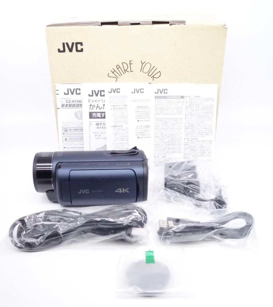 【極上品】JVCKENWOOD JVC ビデオカメラ Everio R ディープオーシャンブルー GZ-RY980-A [W2608028A]