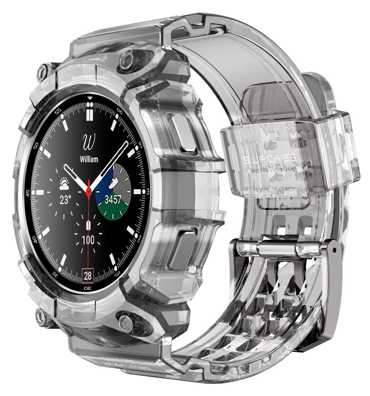 SUPCASE [Unicorn Beetle Pro] シリーズ Galaxy Watch 4 Classic [46mm] 2021年発売用ケース ストラップバンド付き頑丈な保護ケース (フロストブラック) [フロストブラック。]