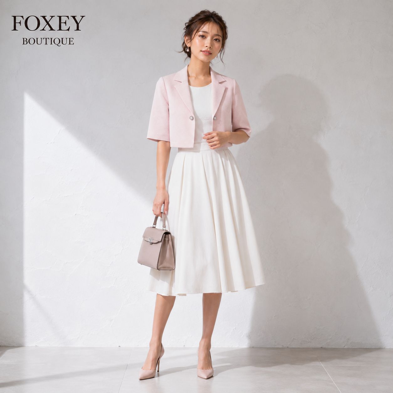 FOXEY BOUTIQUE ジャケット リトルジュエル 40 ピンク コットン