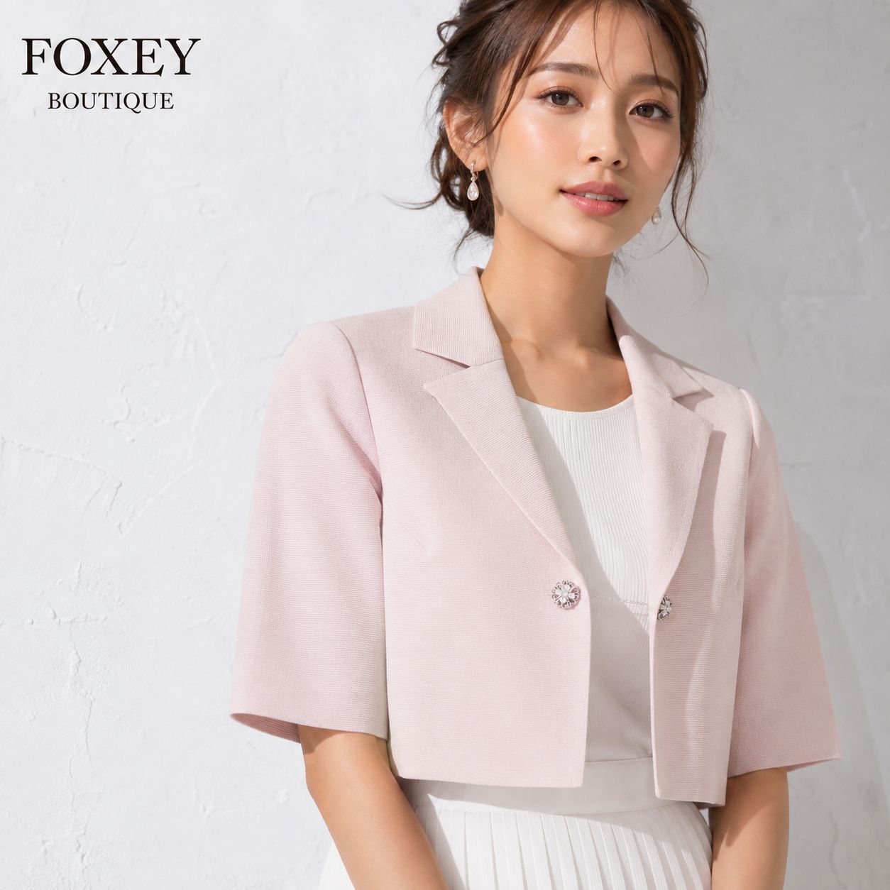 FOXEY BOUTIQUE ジャケット リトルジュエル 40 ピンク コットン