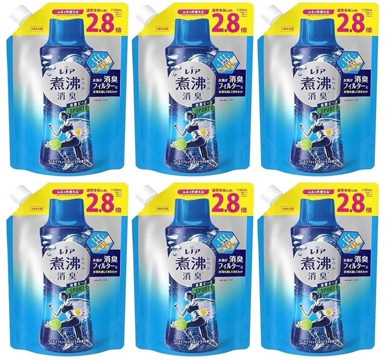 P＆G 【6個セット】レノア 超消臭 煮沸レベル消臭 抗菌ビーズ スポーツ クールリフレッシュ&シトラス 詰め替え 1,180mL　栃木倉庫